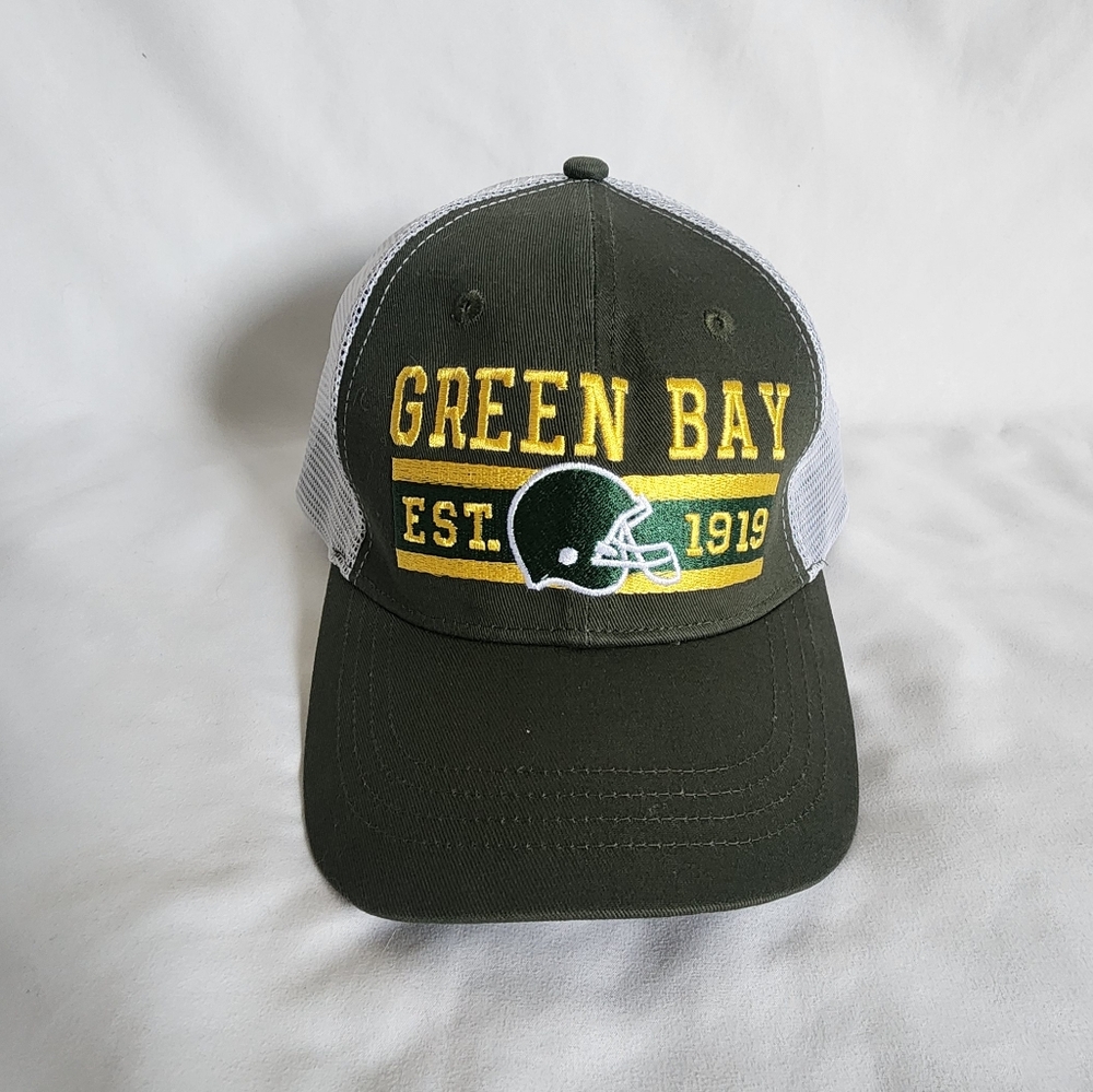 Green Bay Packers Unisex Adjustable Green White Mesh Trucker Hat Cap